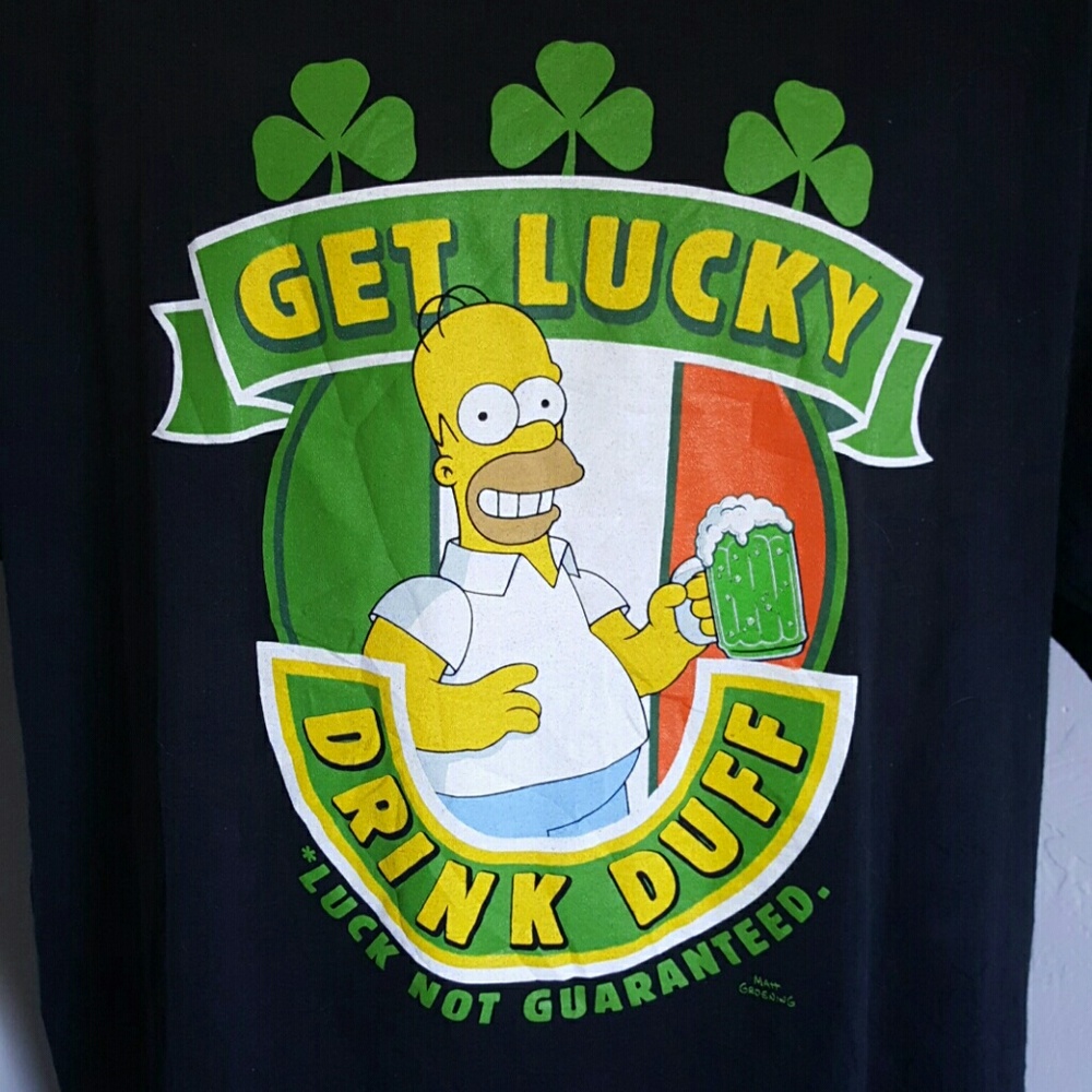 The Simpsons " Get lucky drunk duff. Luck not guar t-shirt graphic men size XXL
